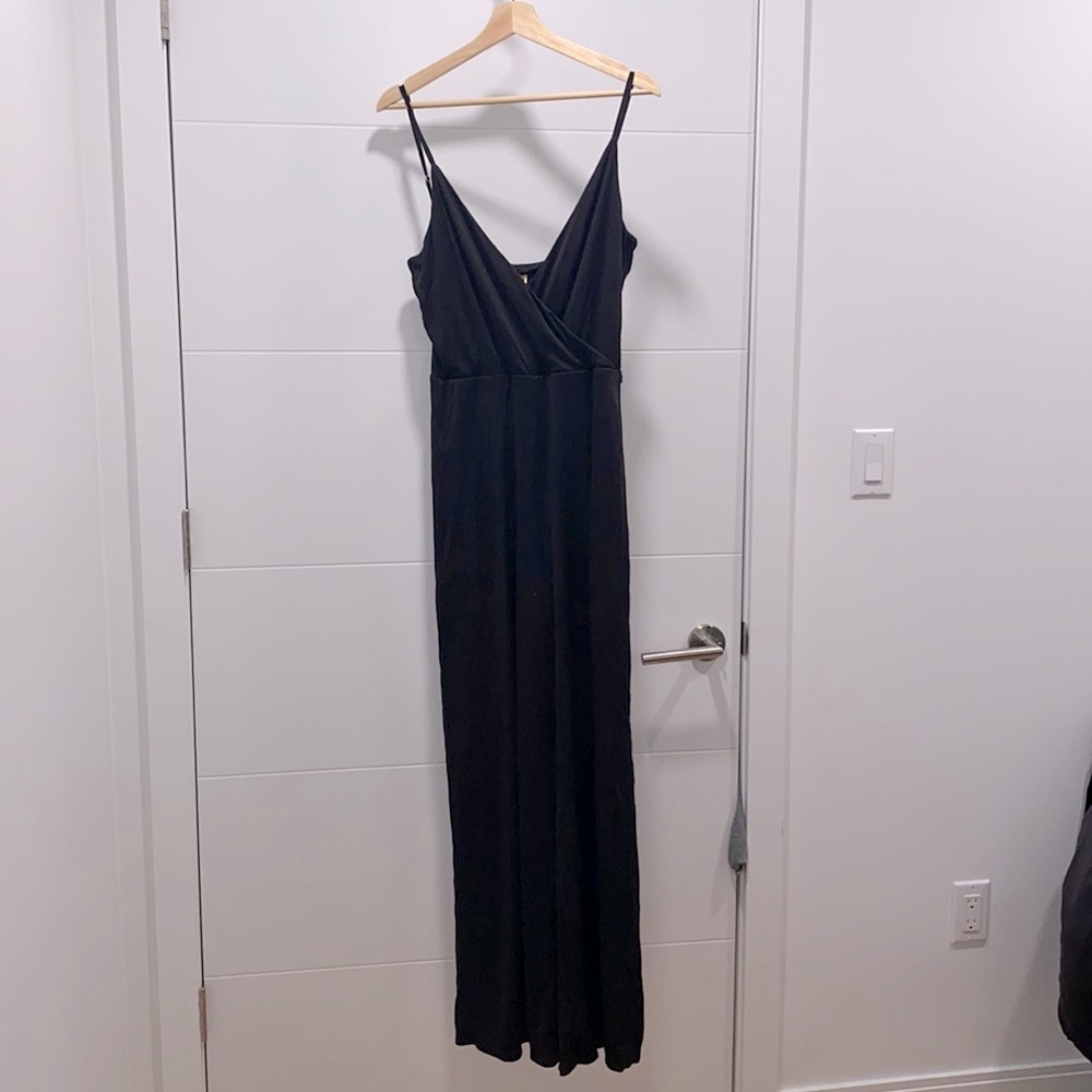 Black stretch wide leg jumpsuit